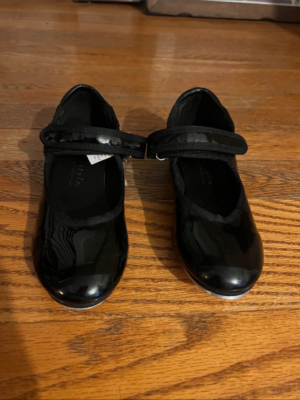 Girls Freestyle by Danskin Shiny Black Patent Mary Jane Tap Shoes Size 12